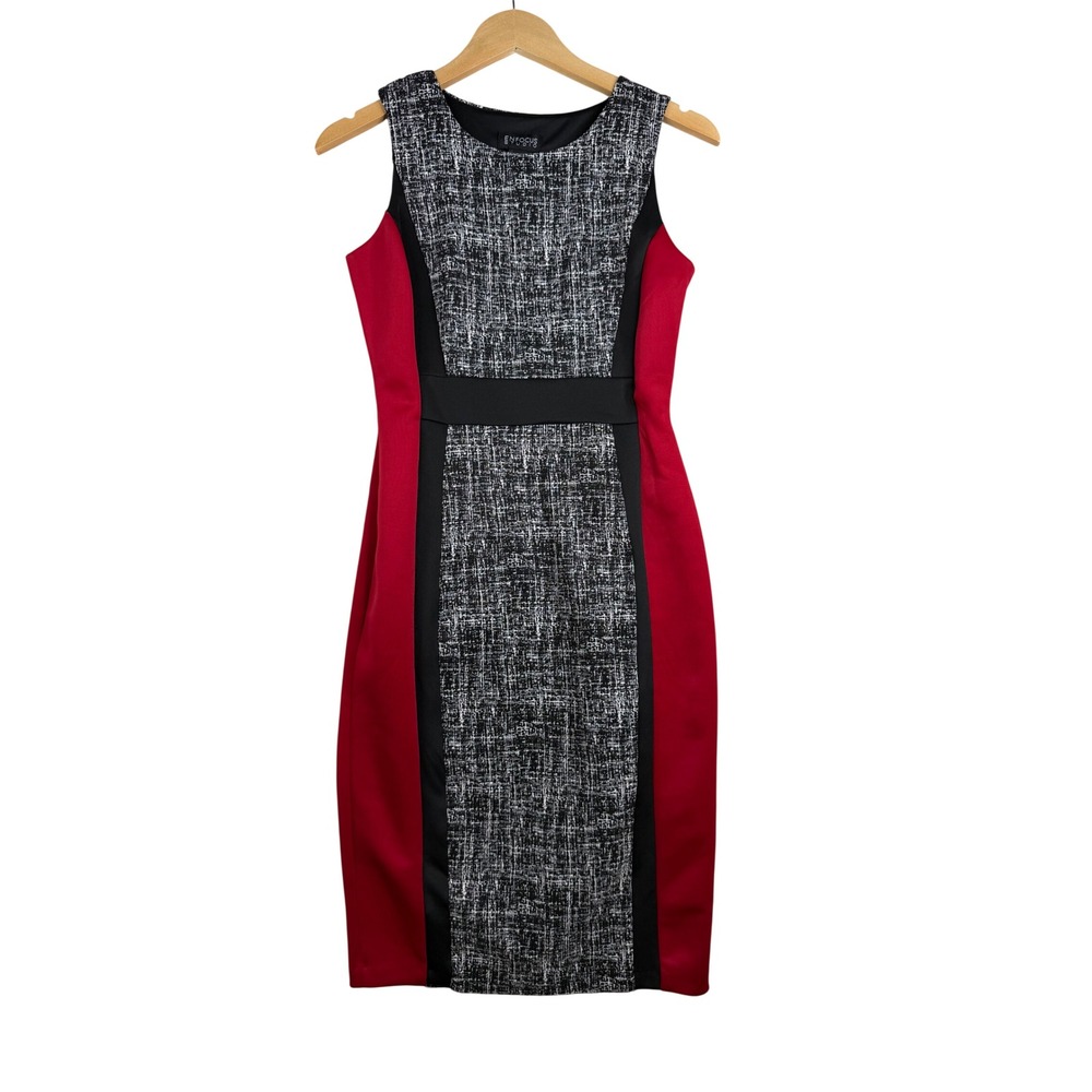 Enfocus Studio Colorblock Sleeveless Sheath Dress size 4 Black/Red/White